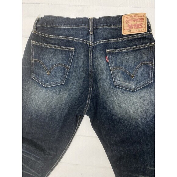 Levi's Men's 505 Size 36x30 Original Straight Fit Jeans Dark Wash - Picture 1 of 15